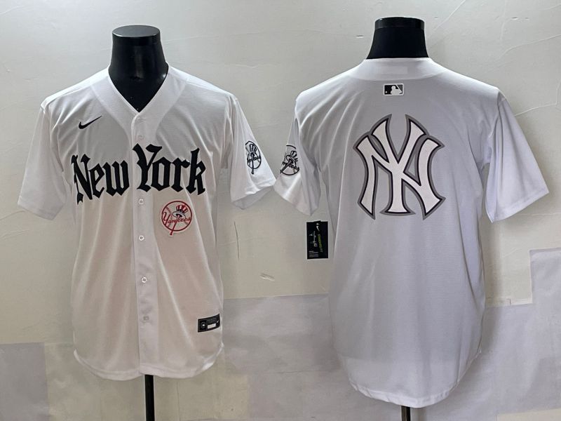 Men 2025 New York Yankees Blank White Five generations Joint Name Nike MLB Jersey style 89->new york yankees->MLB Jersey